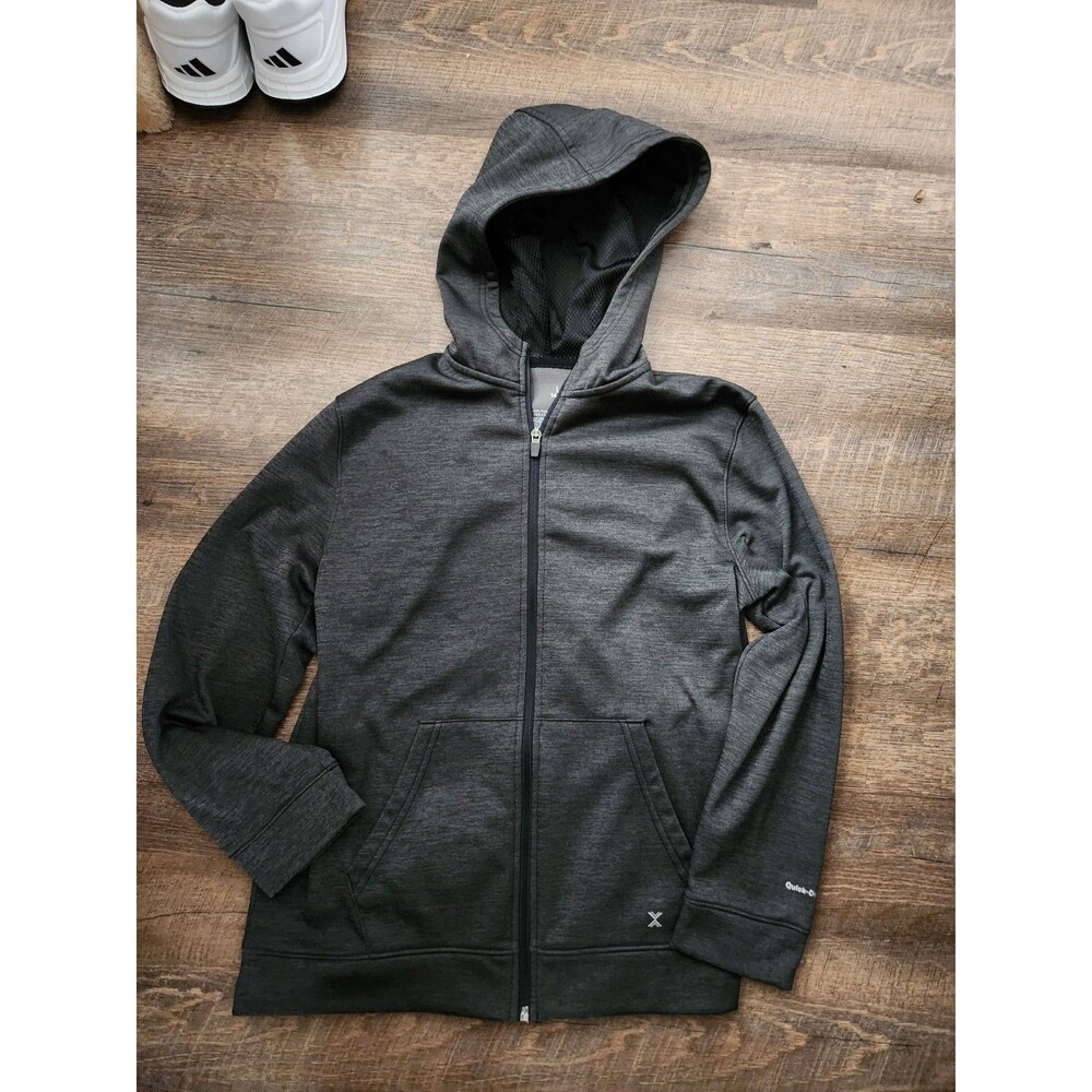 Xersion Boys L gray silky zip up hoodie